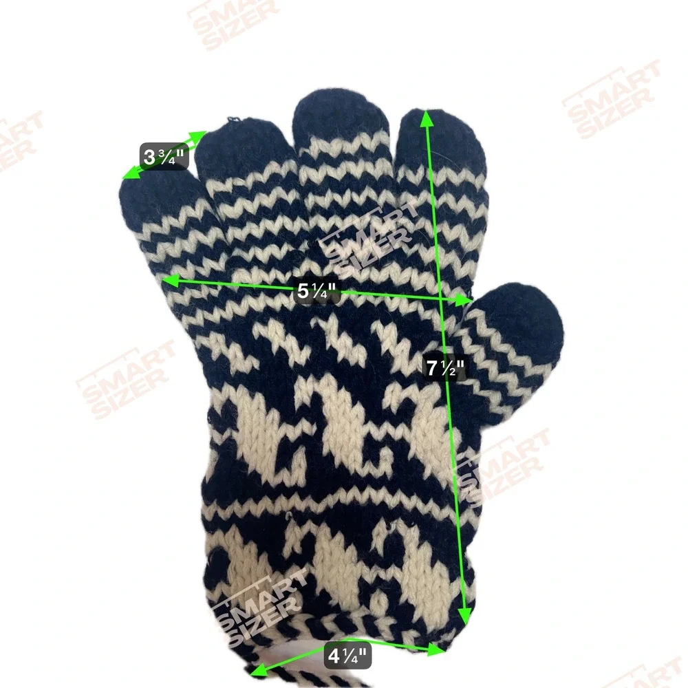 Hand Knit Nordic Style Houndstooth Gloves Navy Cream‎ Winter Warm Cozy
